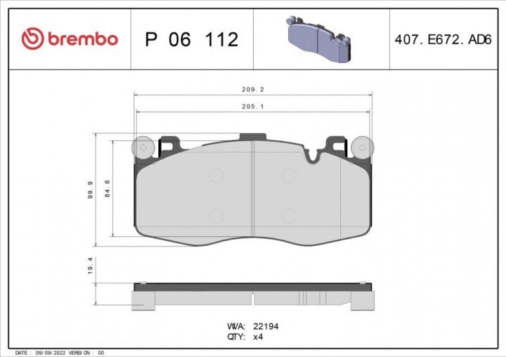 Гальмівні колодки BREMBO P 06 112 (фото 1)