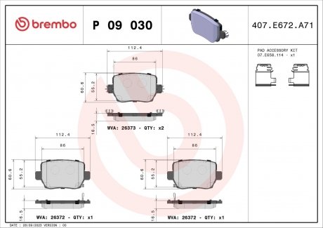 Гальмівні колодки BREMBO P 09 030 (фото 1)
