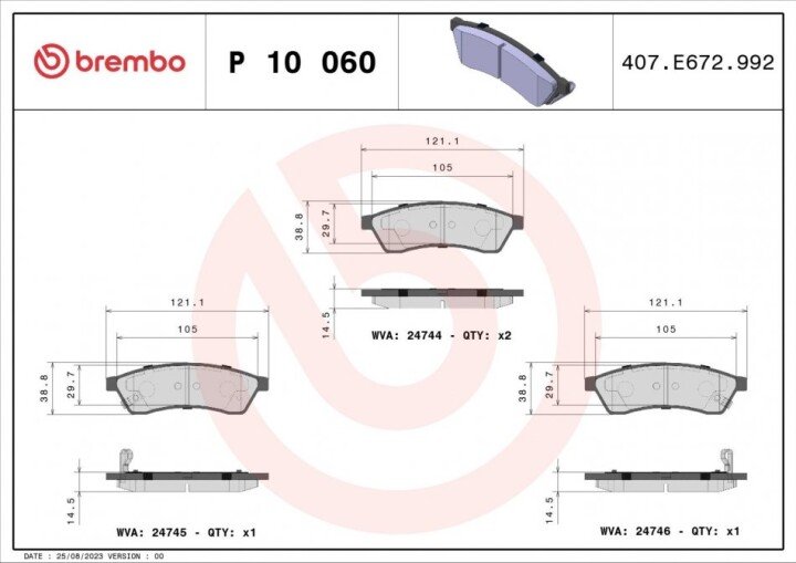 Комплект тормозных колодок, дисковый тормоз BREMBO P 10 060 (фото 1)