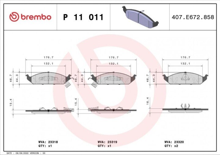 Тормозные колодки дисковые. BREMBO P11 011 (фото 1)