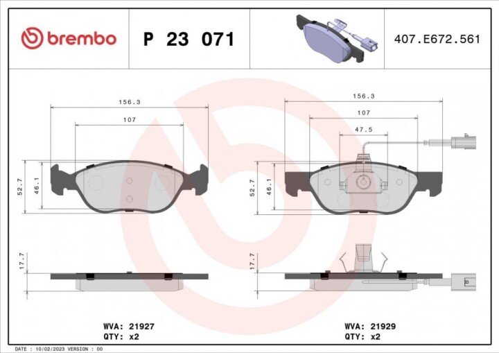 Гальмівні колодки BREMBO P 23 071 (фото 1)