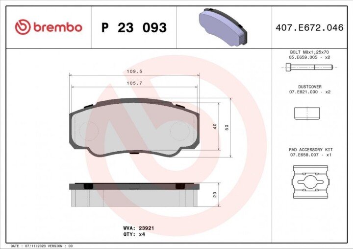 Гальмівні колодки BREMBO P 23 093 (фото 1)