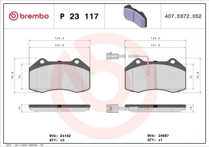 Тормозные колодки BREMBO P 23 117 (фото 1)