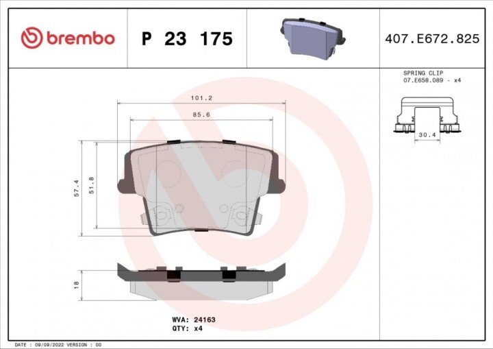 Гальмівні колодки BREMBO P 23 175 (фото 1)