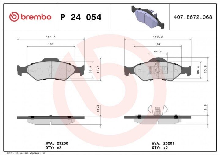 Гальмівні колодки BREMBO P 24 054 (фото 1)