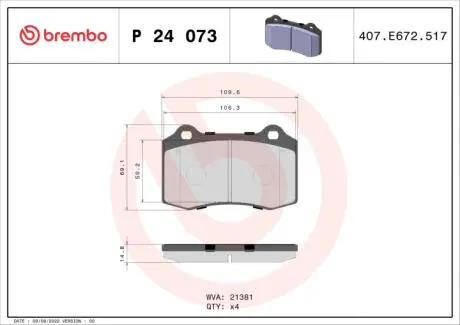 Гальмівні колодки BREMBO P 24 073