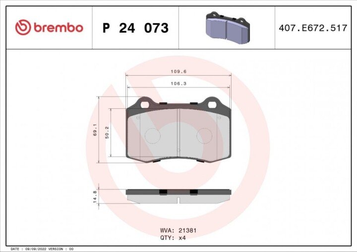 Гальмівні колодки BREMBO P 24 073 (фото 1)