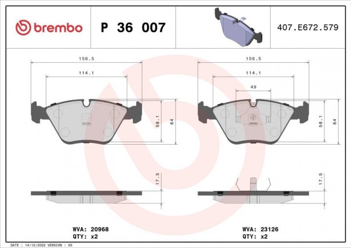 Гальмівні колодки BREMBO P 36 007 (фото 1)