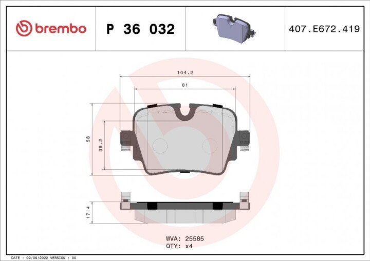 Тормозные колодки BREMBO P 36 032 (фото 1)