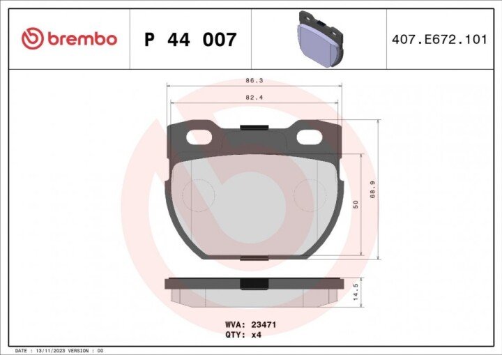 Тормозные колодки BREMBO P 44 007 (фото 1)