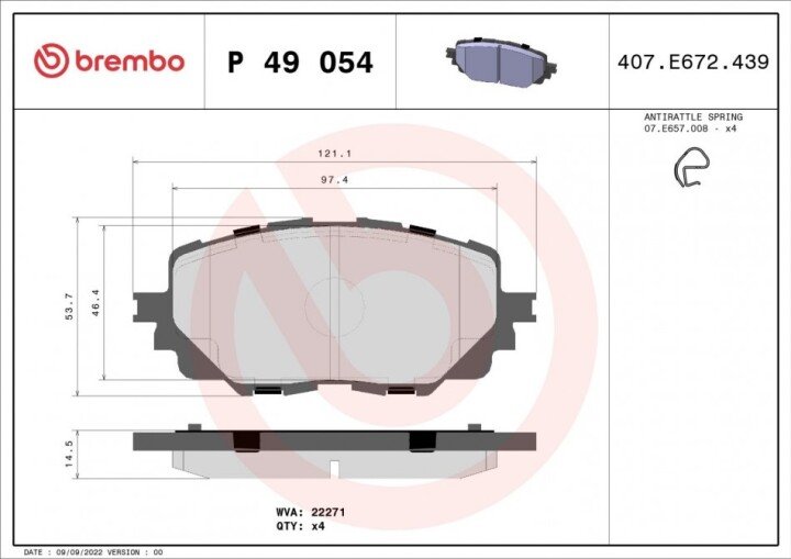 Тормозные колодки BREMBO P 49 054 (фото 1)