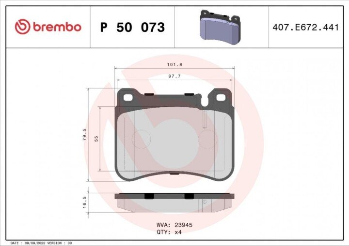 Гальмівні колодки BREMBO P 50 073 (фото 1)