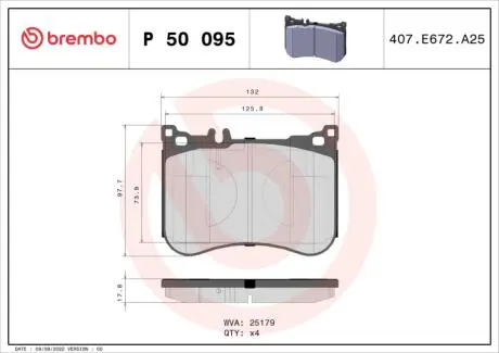 Гальмівні колодки BREMBO P 50 095
