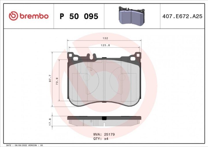 Тормозные колодки BREMBO P 50 095 (фото 1)