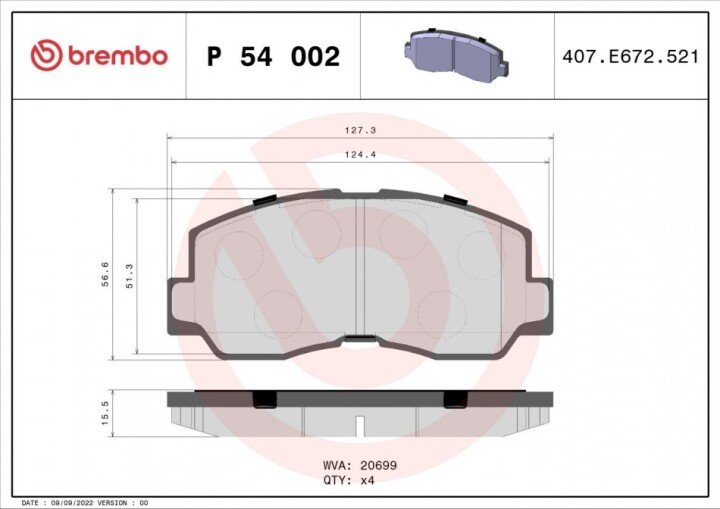 Тормозные колодки дисковые BREMBO P54 002 (фото 1)