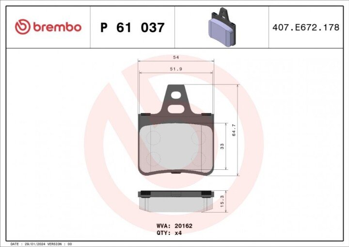 Гальмівні колодки BREMBO P 61 037 (фото 1)