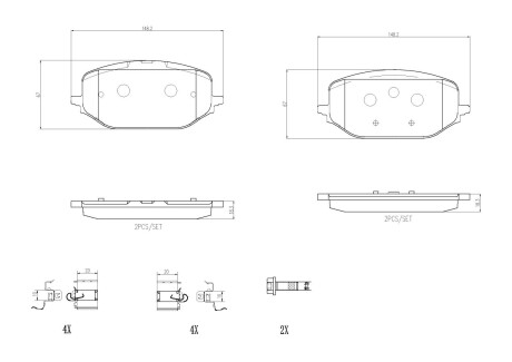 Комплект тормозных колодок из 4 шт. дисков BREMBO P61142