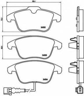 Комплект гальмівних колодок, дискове гальмо BREMBO P 85 112 (фото 1)