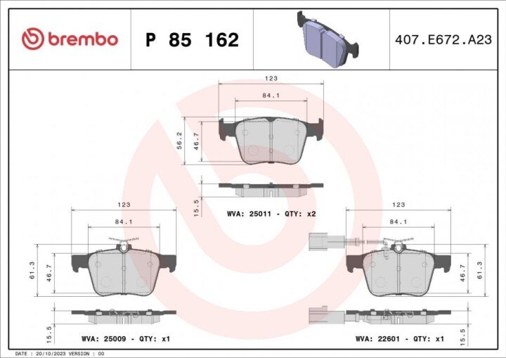 Гальмівні колодки BREMBO P 85 162 (фото 1)