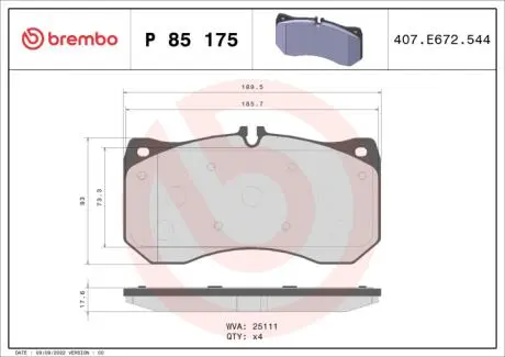 Тормозные колодки BREMBO P 85 175