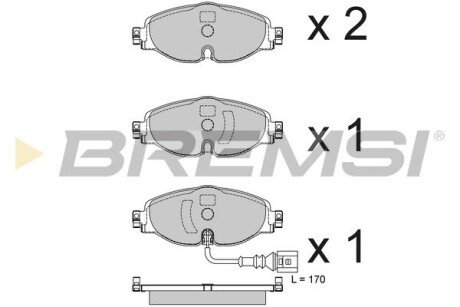 Тормозные колодки перед. Golf 14-20/Octavia 1.6 TDI 12-17 BREMSI BP3782