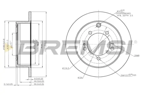 Тормозной диск зад.Outlander-Lancer-Airtrek-Space Runner 95-13 BREMSI CD7410S