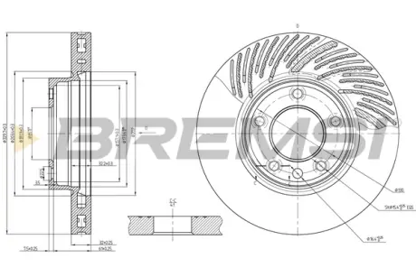 Тормозной диск пер. Touareg-Cayenne 02-18 (330х32) BREMSI CD7591VRD