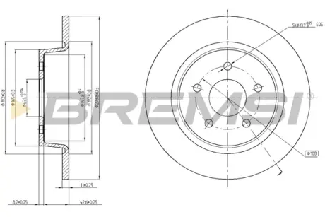 Тормозной диск зад. Transit Connect-Kuga-C-max 10-1.0-2.0 BREMSI CD8058S