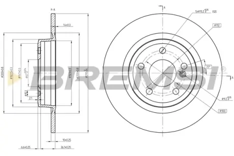 Тормозной диск зад. MB A-class-B-class 12-18 BREMSI CD8486S