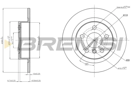 Тормозной диск зад. BMW i3 13- BREMSI CD8612S