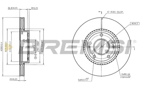 Гальмівний диск зад. BMW 7 (G11-G12) 3.0 D 15-20 (300x20mm) BREMSI CD9042VLS