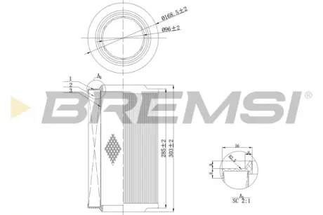 Фильтр воздушный fiat ducato 2.2/2.3/3.0 jtd/hdi 06- BREMSI FA0115