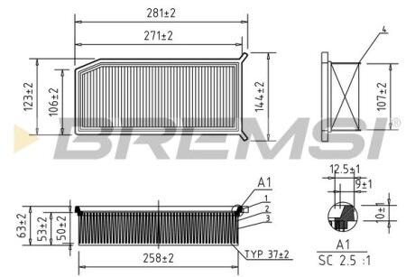 Фільтр пов. Renault Dokker, Duster, Logan II, MCV II, Sandero II 0.9-1.6 (без вушок) BREMSI FA0208