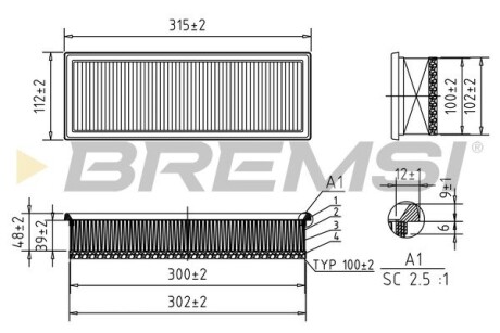 Фильтр возд. Citroen Berlingo, Partner, 1.6HDi, 08- (с предфильтром) BREMSI FA0210