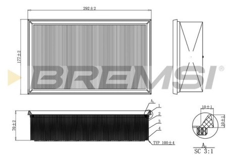 Фільтр пов. VW Golf VII, Passat B8, Octavia A7, SuperB III, 1.6-2.0, 12- BREMSI FA0214