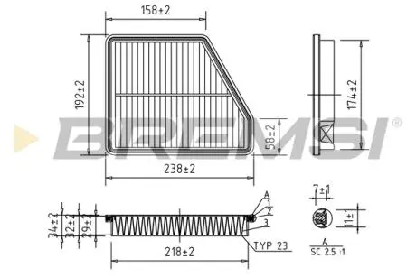Фильтр воздушный (241x192x34) BREMSI FA1572