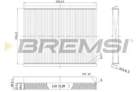 Фильтр салона fiat bravo 07-14/stilo 01-08 BREMSI FC0091