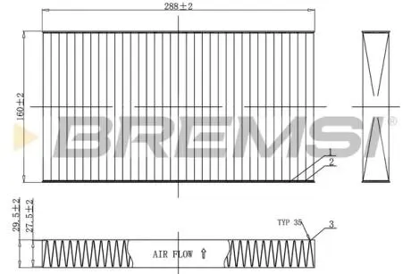 Фильтр салона fiat bravo/brava/marea 96-02/iveco daily 3.0htp 99-06 (угольный) BREMSI FC0477C