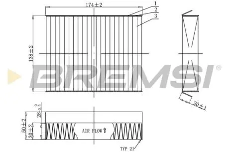 Фильтр салона alfa romeo 147/156/gt 01-10 (угольный) BREMSI FC0490C
