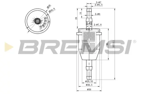 Фильтр топливный Audi 80-100 1.6-2.1-90-ВАЗ 2103-2105-2106 1.2-1.6 BREMSI FE0034