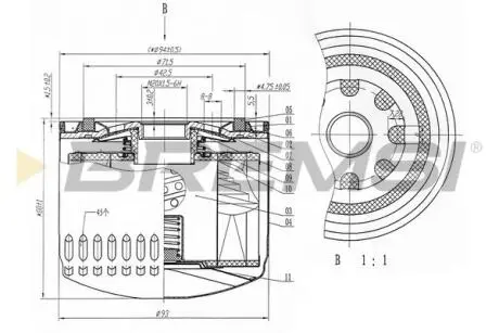 Фильтр масляный opel astra f 1.7tds 91-98/mitsubishi lancer iii 1.8d 85-92 BREMSI FL0320