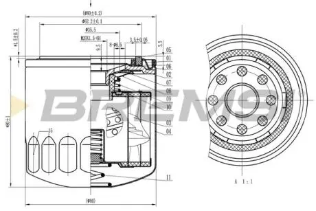 Фильтр масляный opel astra f 1.7tds 91-98/mitsubishi lancer iii 1.8d 85-92 BREMSI FL1818