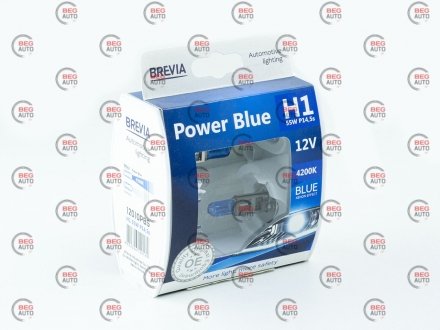 Автолампа power blue h1 p14,5s 55 w темно-голубая BREVIA 12010PBS