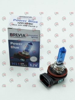 Автолампа 12011 pbc power blue h11 pgj19-2 55 w темно-блакитна BREVIA 12011PBC