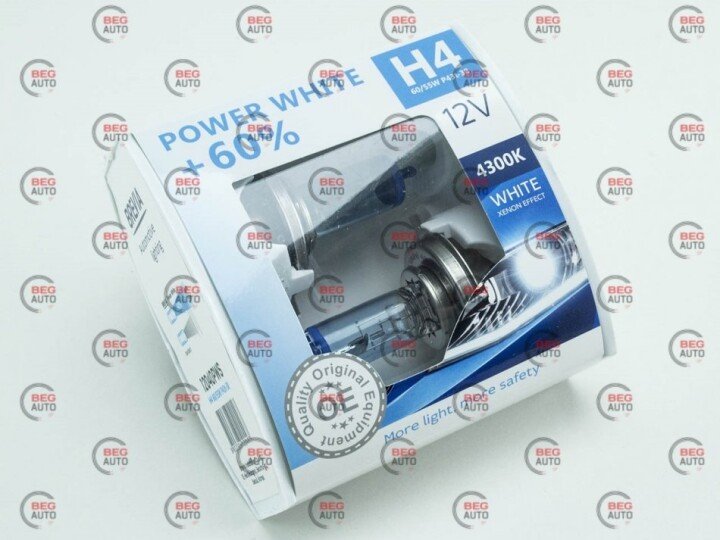 Автолампа 12040 pws power white +60% h4 p43t 55 w 60 w светло-голубая BREVIA 12040PWS (фото 1)