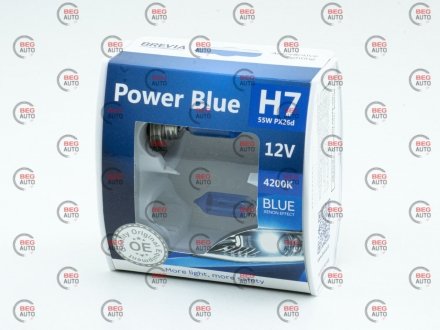 Автолампа power blue h7 px26d 55 w темно-голубая BREVIA 12070PBS