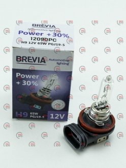 Автолампа power +30% h9 pgj19-5 65 w прозора BREVIA 12090PC (фото 1)