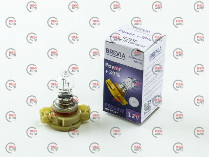 Автолампа power +30% psx24w pg20/7 24 w прозрачная BREVIA 12225C (фото 1)