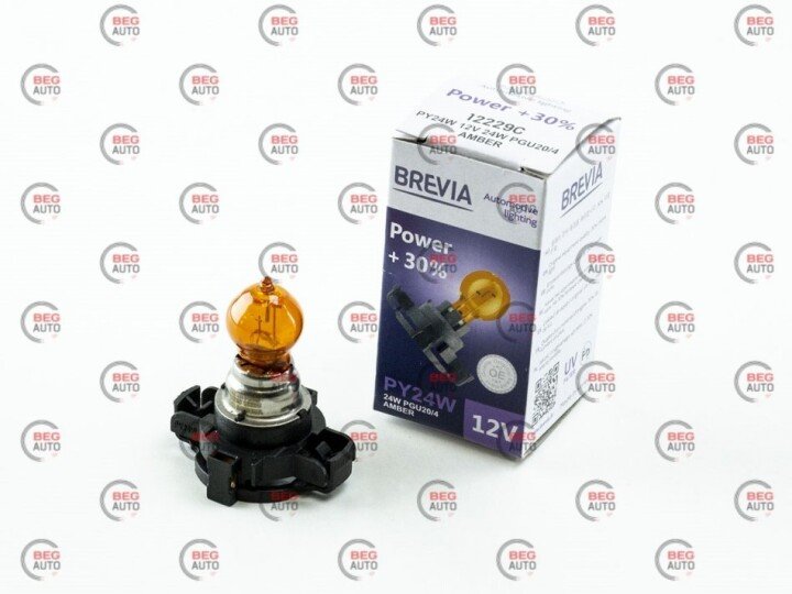 Автолампа power +30% py24w pgu20/4 24 w оранжевая BREVIA 12229C (фото 1)