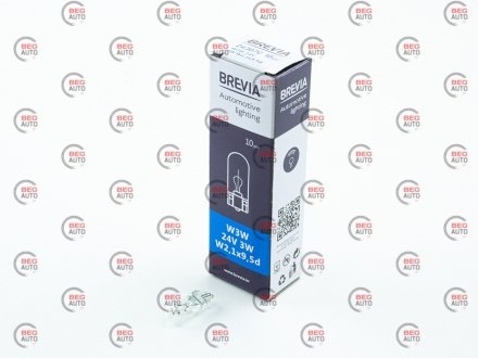 Автолампа w3w w2,1x9,5d 3 w прозора BREVIA 24307C